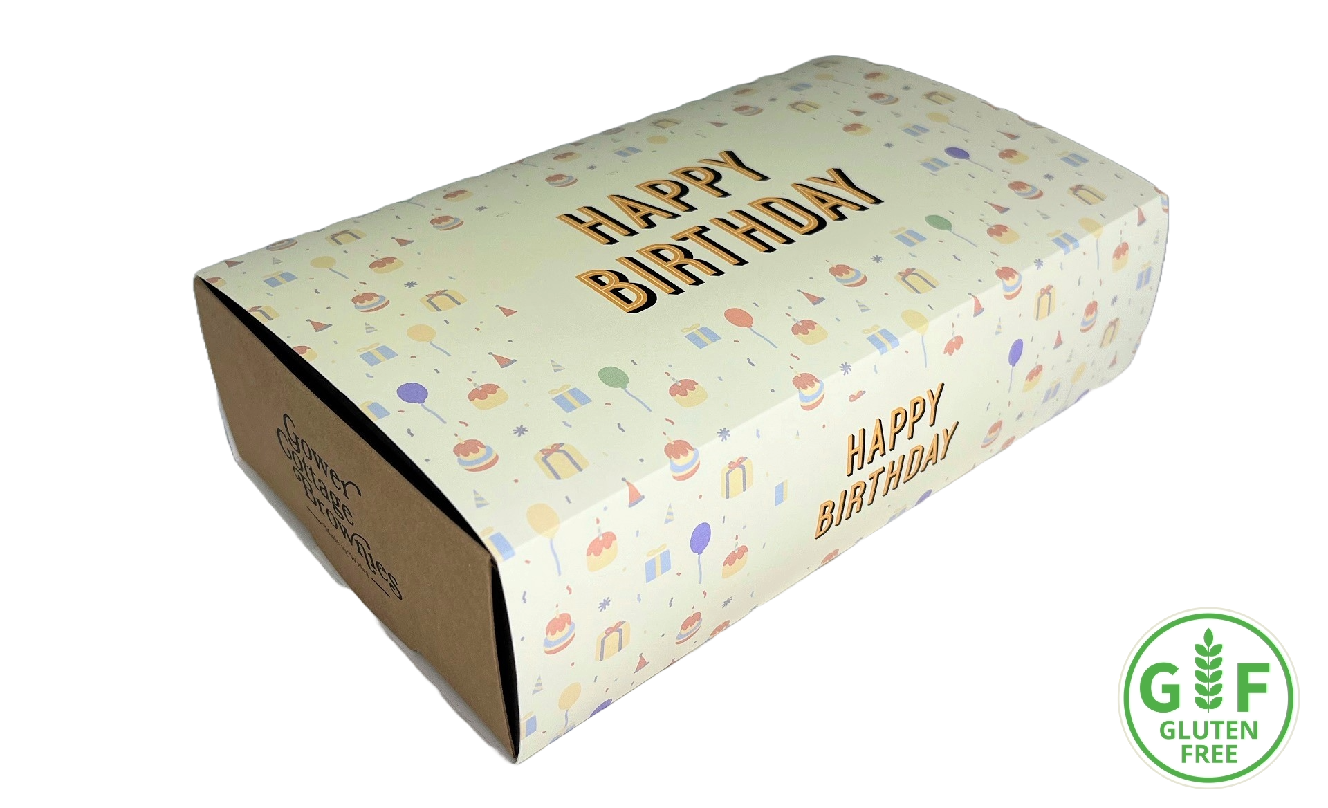Gluten Free Brownies - Gift Wrapped - Happy Birthday Sleeve
